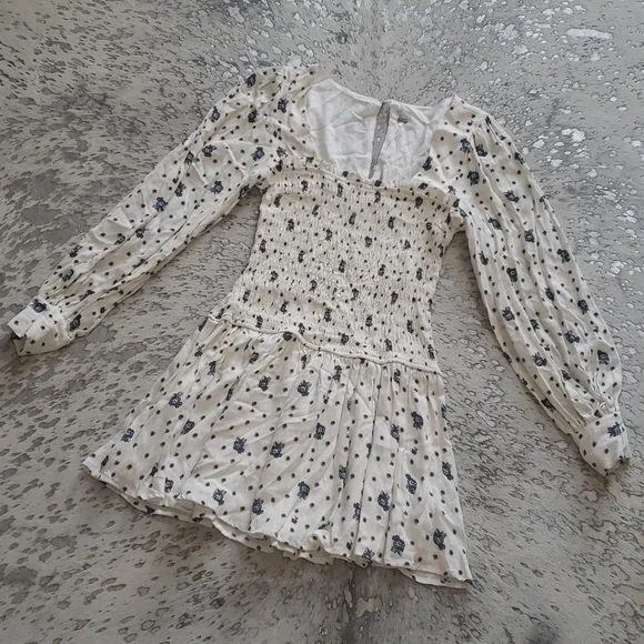 Free People Two Faces Mini Smocked Dress SzS NWOT - Picture 5 of 12